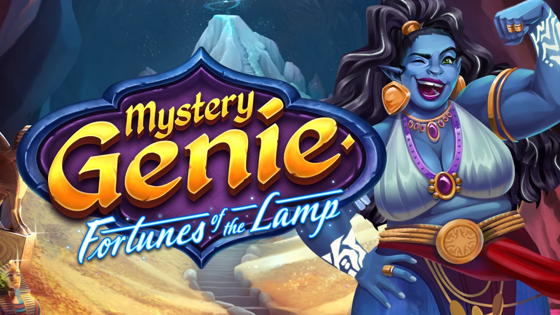 The promotional header for Mystery Genie Fortunes of the Lamp, an online slot game on Betty.ca.