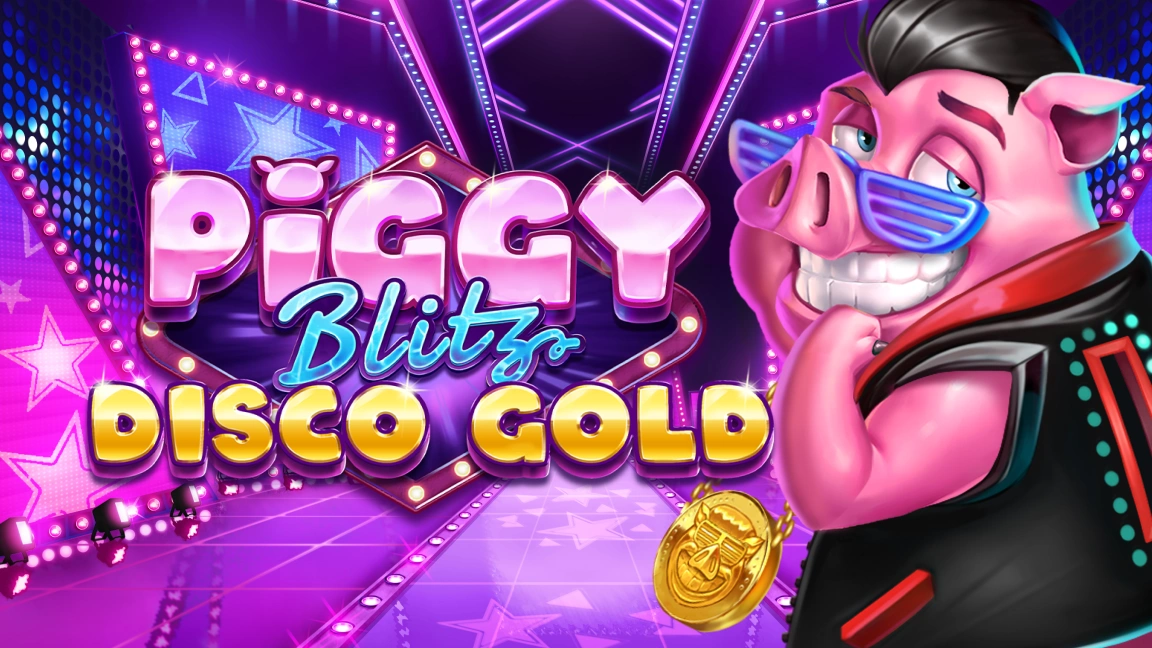 The promotional header for Piggy Blitz Disco Gold, an online slot game on Betty.ca.