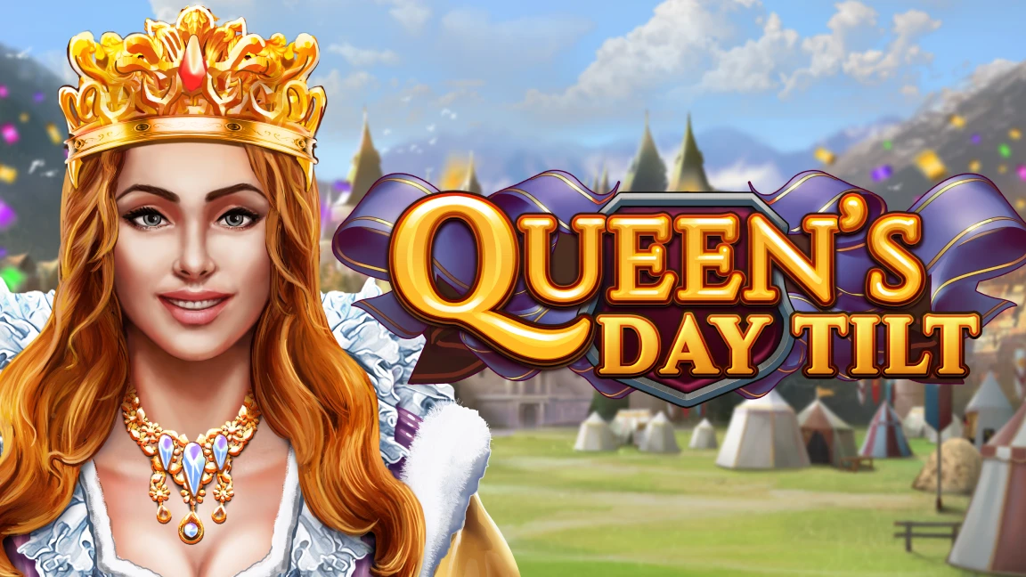 The promotional header for Queen's Day Tilt, an online slot game on Betty.ca.