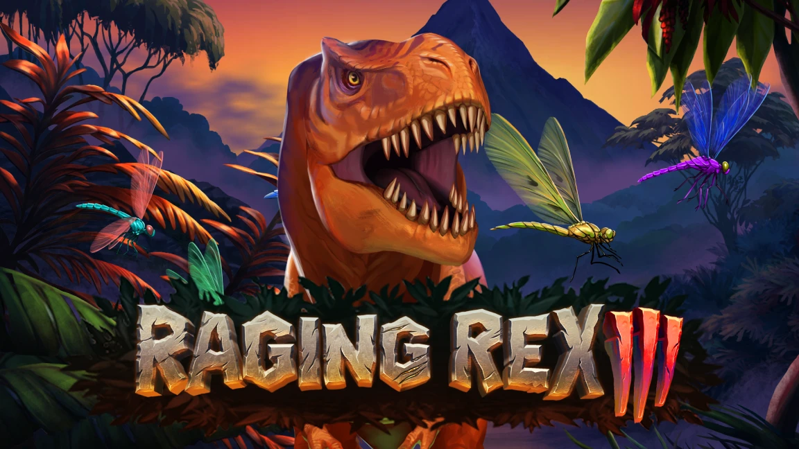 The promotional header for Raging Rex 3, an online slot game on Betty.ca.