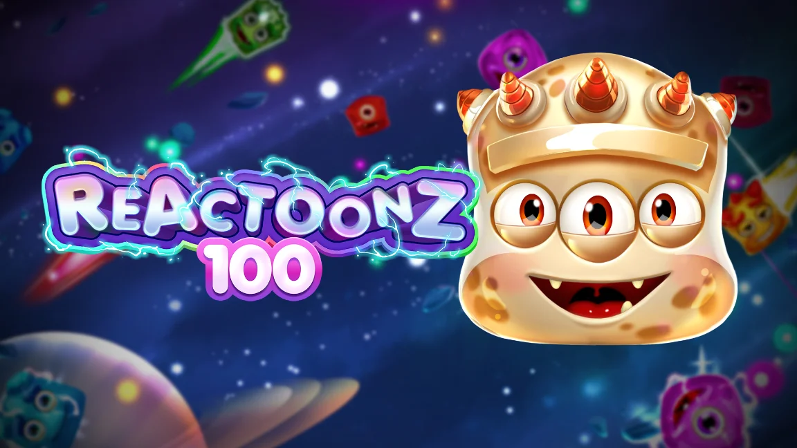 The promotional header for Reactoonz 100, an online slot game on Betty.ca.