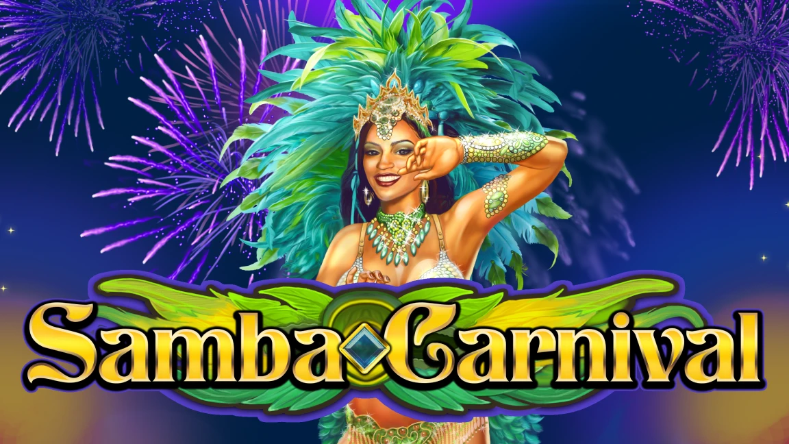 The promotional header for Samba Carnival, an online slot game on Betty.ca.