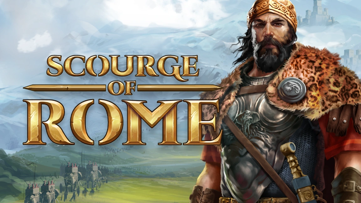 The promotional header for Scourge of Rome, an online slot game on Betty.ca.