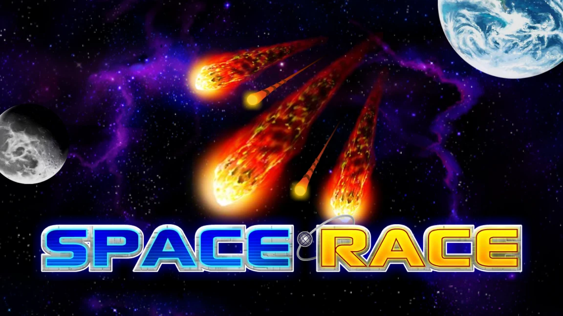 The promotional header for Space Race, an online slot game on Betty.ca.