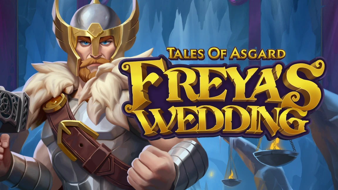 The promotional header for Tales of Asgard: Freya's Wedding, an online slot game on Betty.ca.