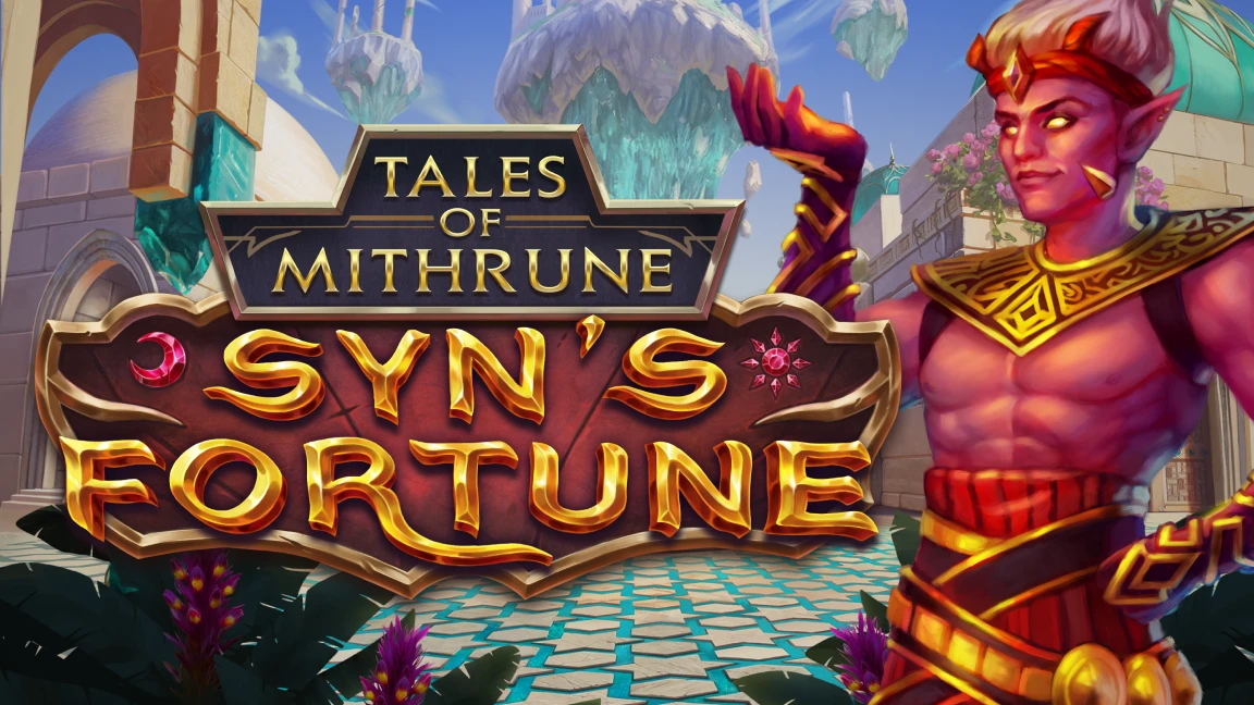 The promotional header for Tales of Mithrune Syn's Fortune, an online slot game on Betty.ca.