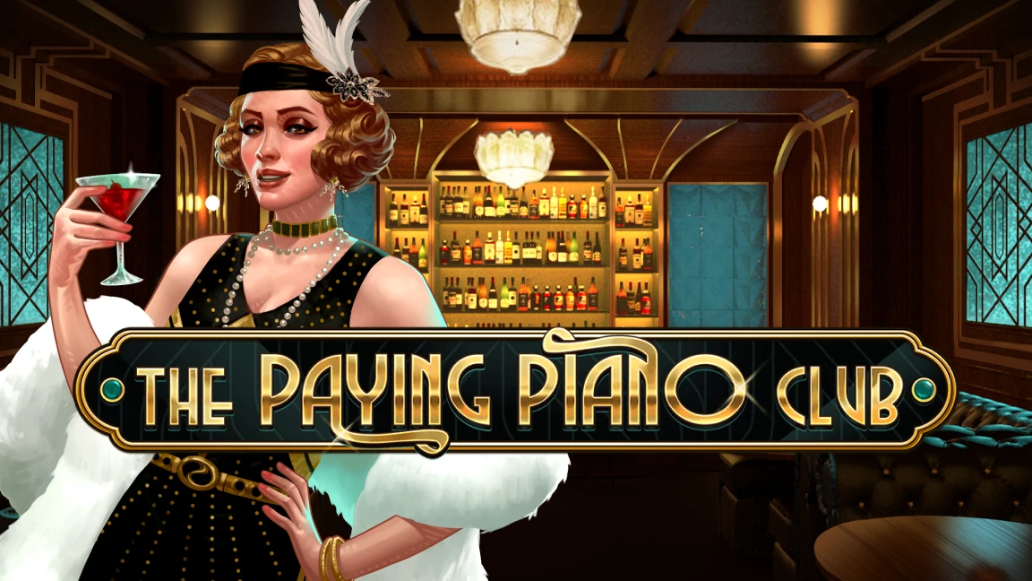 The promotional header for The Paying Piano Club, an online slot game on Betty.ca.