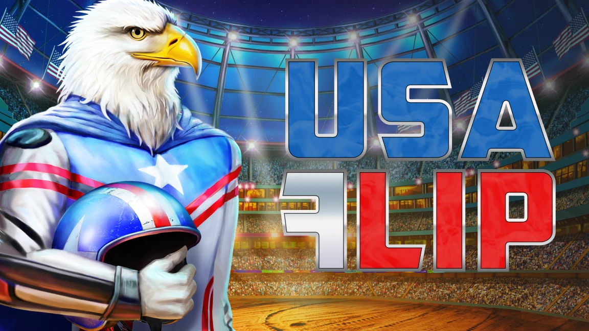 The promotional header for USA Flip, an online slot game on Betty.ca.