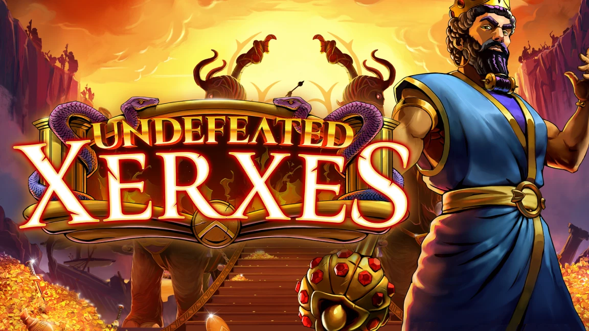 The promotional header for Undefeaded Xerxes, an online slot game on Betty.ca.