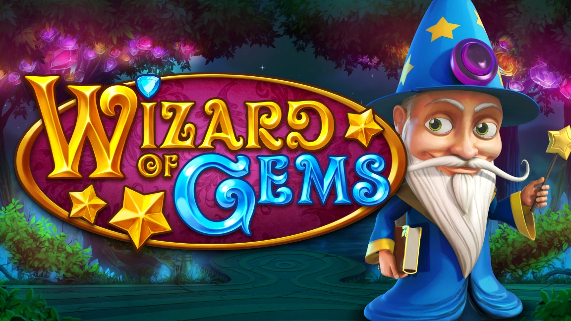 The promotional header for Wizard of Gems, an online slot game on Betty.ca.