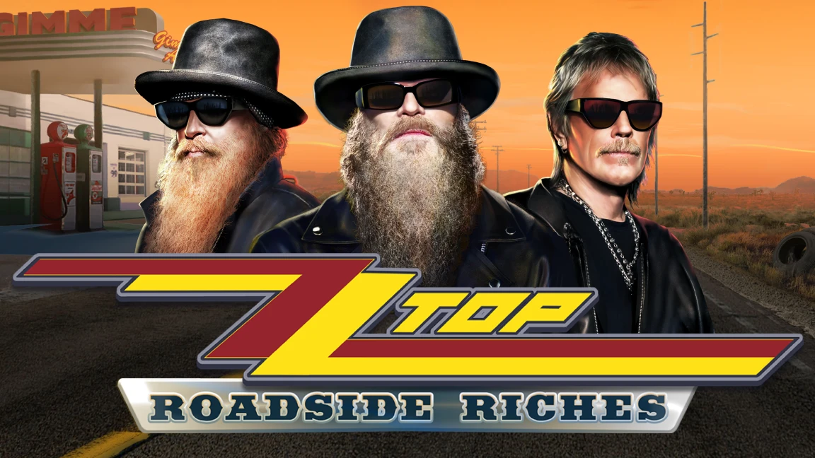 The promotional header for ZZ Top Roadside Riches, an online slot game on Betty.ca.