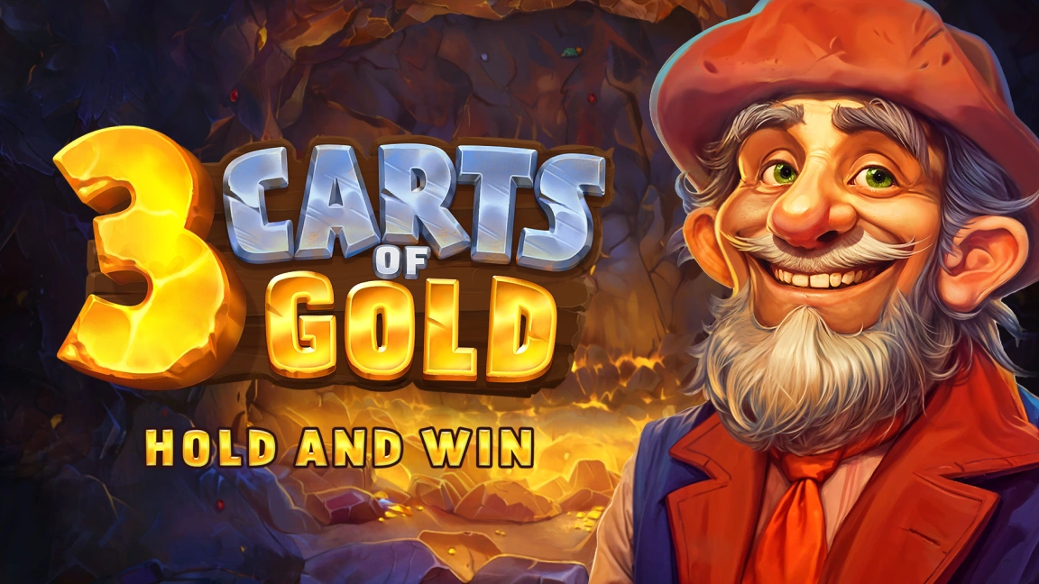 The promotional header for 3 Carts of Gold: Hold and Win, an online slot game on Betty.ca.