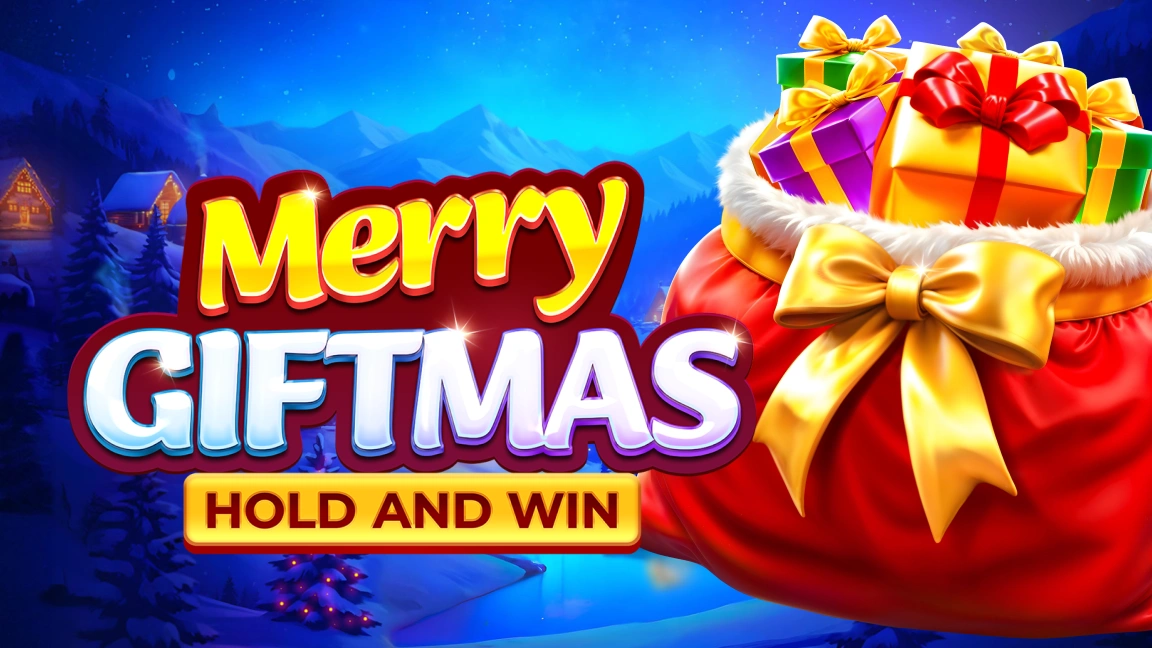 The promotional header for Merry Giftmas: Hold and Win, an online slot game on Betty.ca.