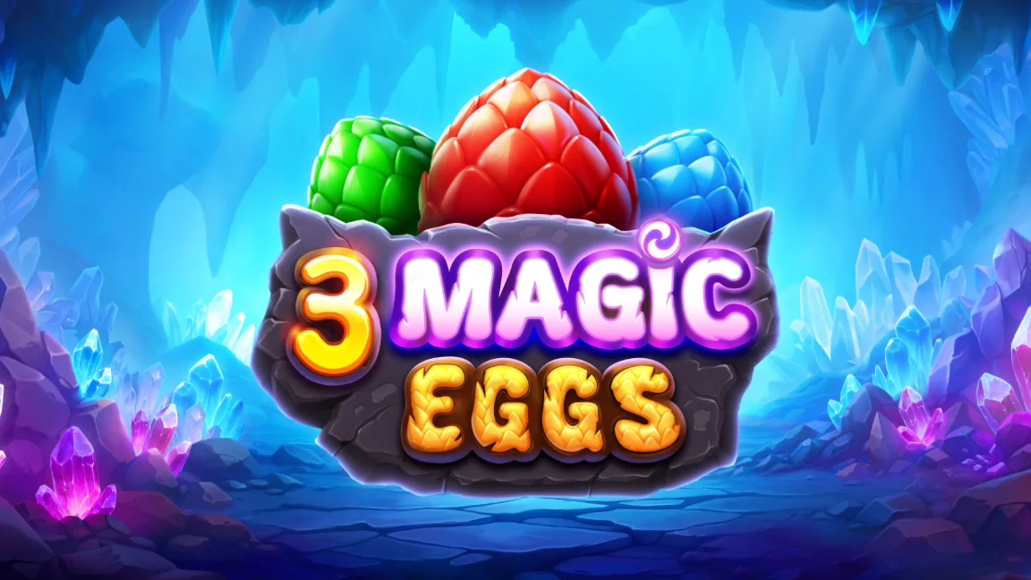 The promotional header for 3 Magic Eggs, an online slot game on Betty.ca.