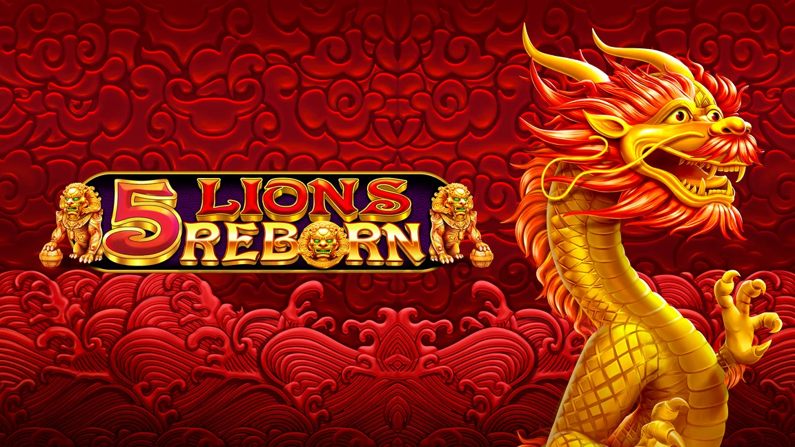 The promotional header for 5 Lions Reborn, an online slot game on Betty.ca.