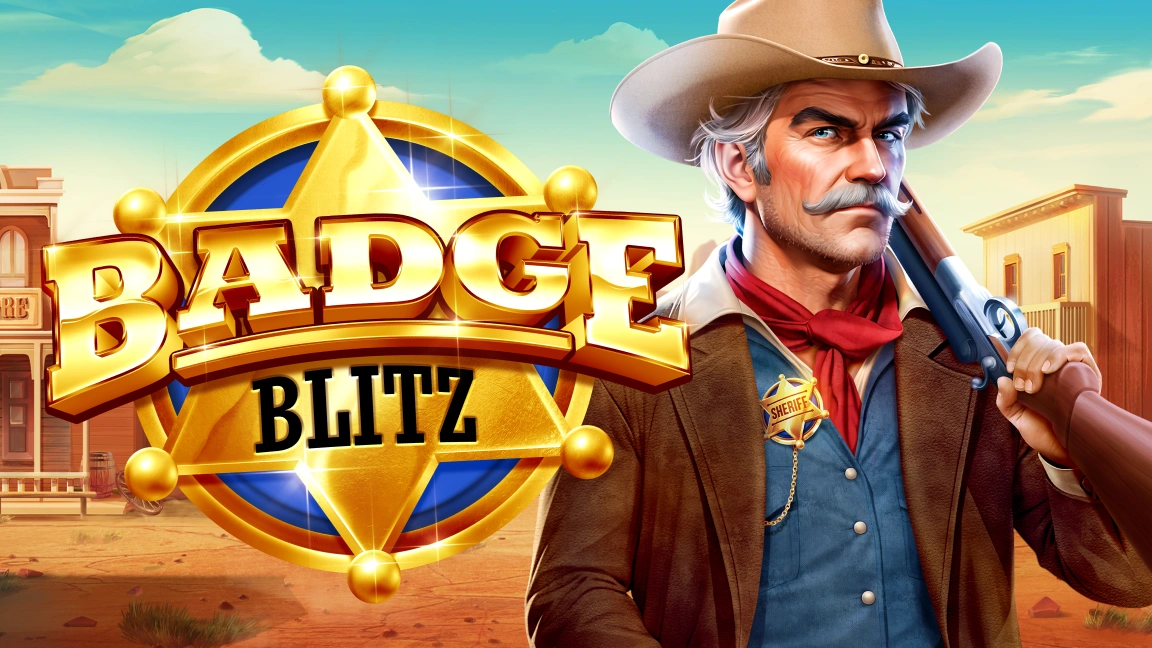 The promotional header for Badge Blitz, an online slot game on Betty.ca.