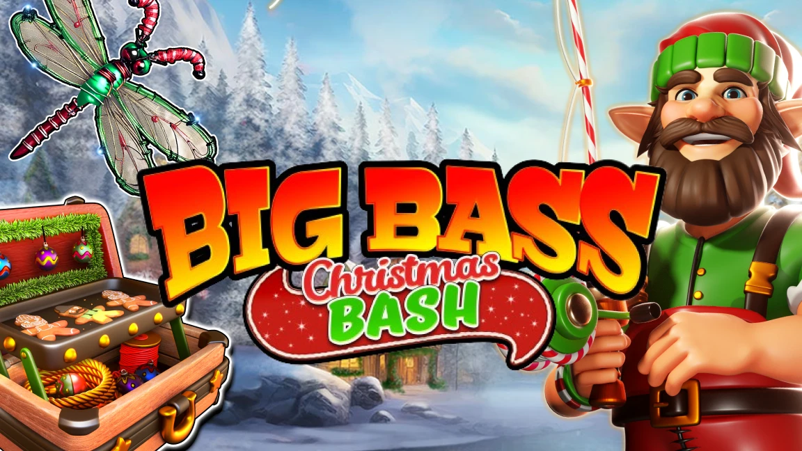 The promotional header for Big Bass Christmas Bash, an online slot game on Betty.ca.