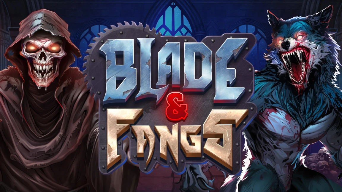 The promotional header for Blade & Fangs, an online slot game on Betty.ca.