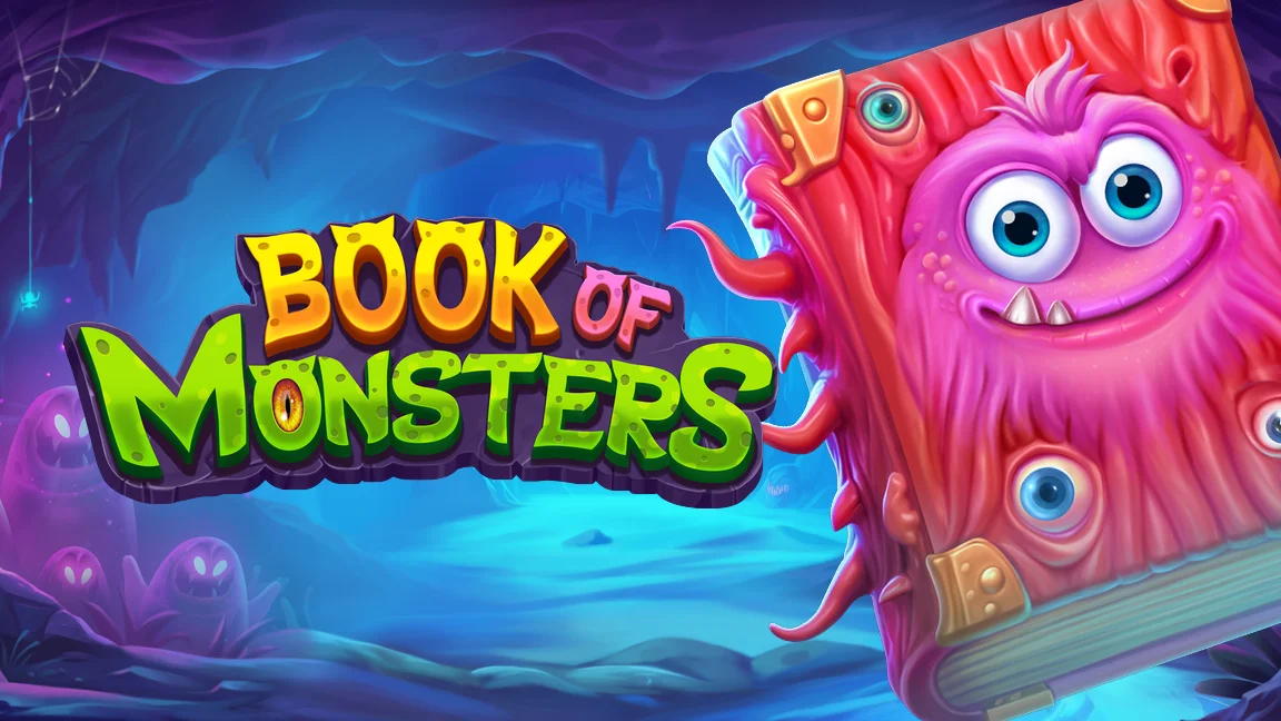 The promotional header for Book of Monsters, an online slot game on Betty.ca.
