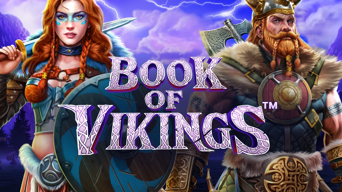 The promotional header for Book of Vikings, an online slot game on Betty.ca.