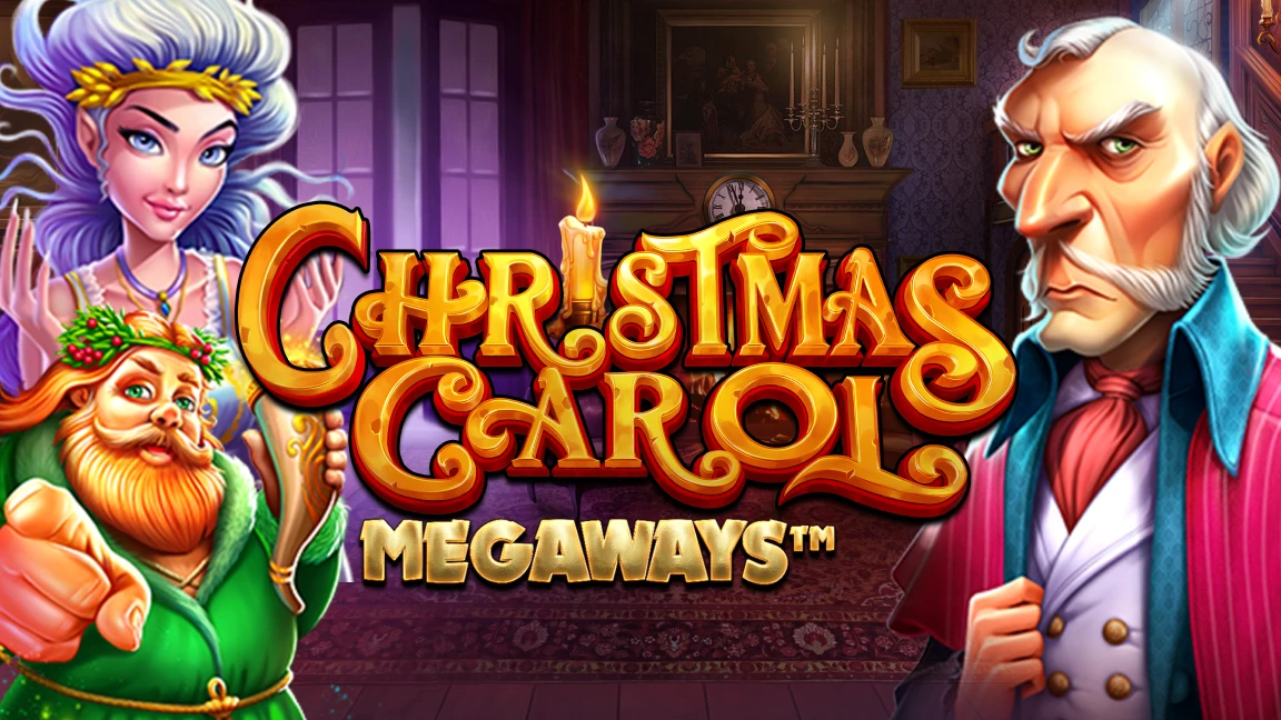 The promotional header for Christmas Carol Megaways, an online slot game on Betty.ca.