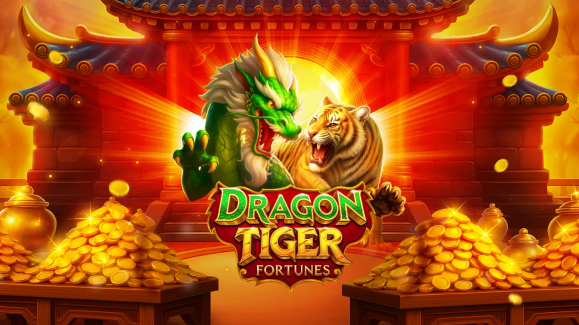 The promotional header for Dragon Tiger Fortunes, an online slot game on Betty.ca.