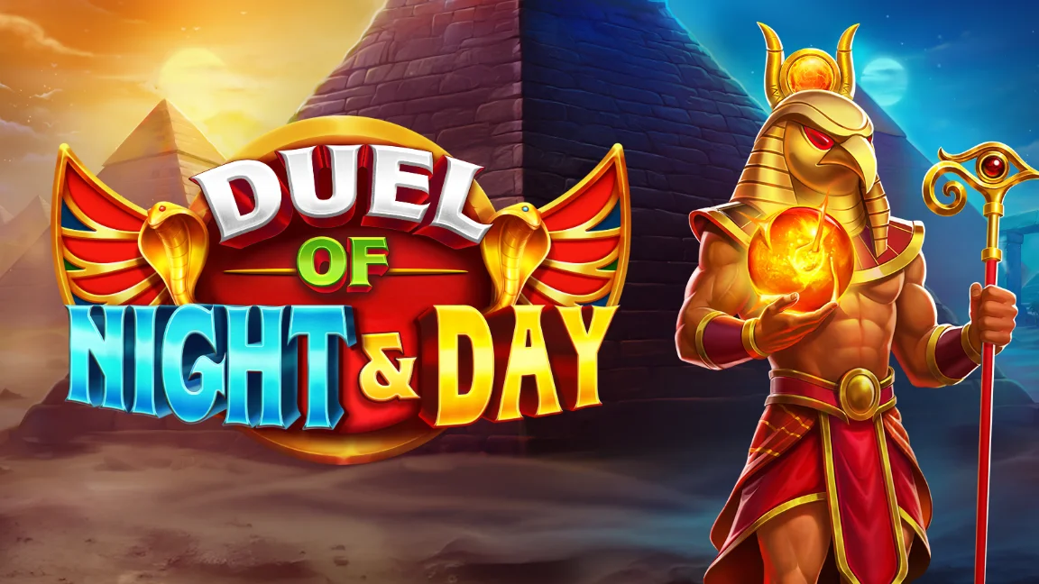 The promotional header for Duel of Night & Day, an online slot game on Betty.ca.