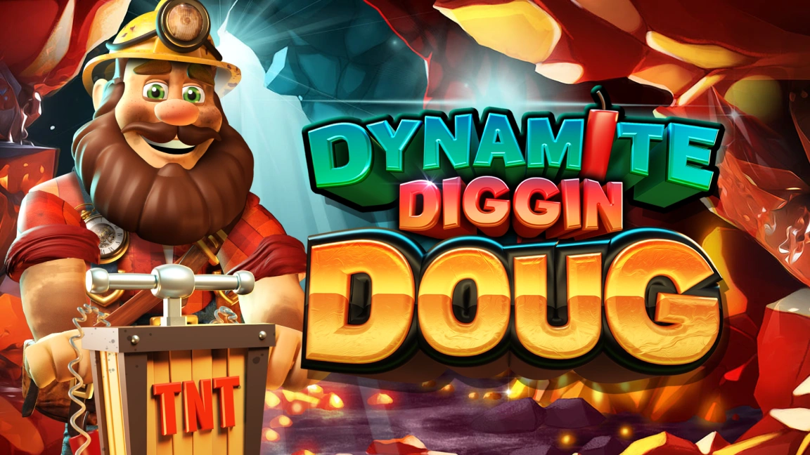 The promotional header for Dynamite Diggin Doug, an online slot game on Betty.ca.