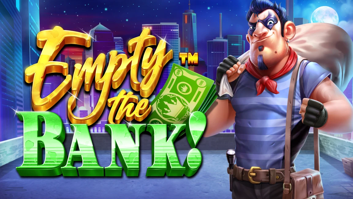 The promotional header for Empty the Bank, an online slot game on Betty.ca.