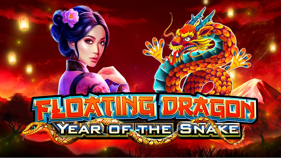The promotional header for Floating Dragon - Year of the Snake, an online slot game on Betty.ca.
