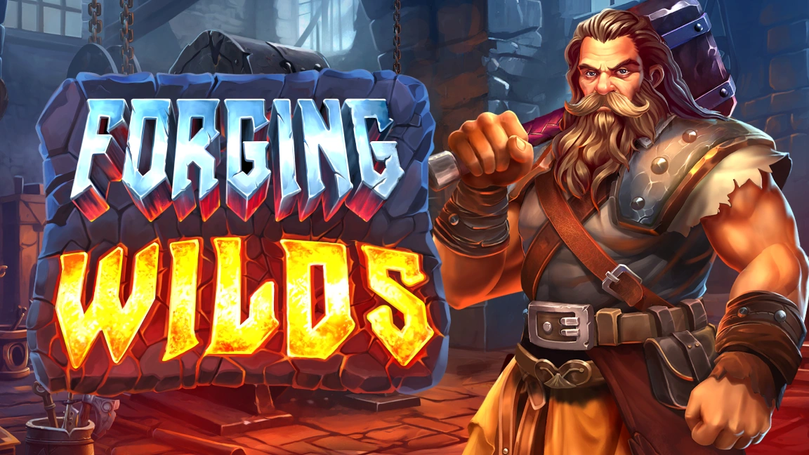 The promotional header for Forging Wilds, an online slot game on Betty.ca.