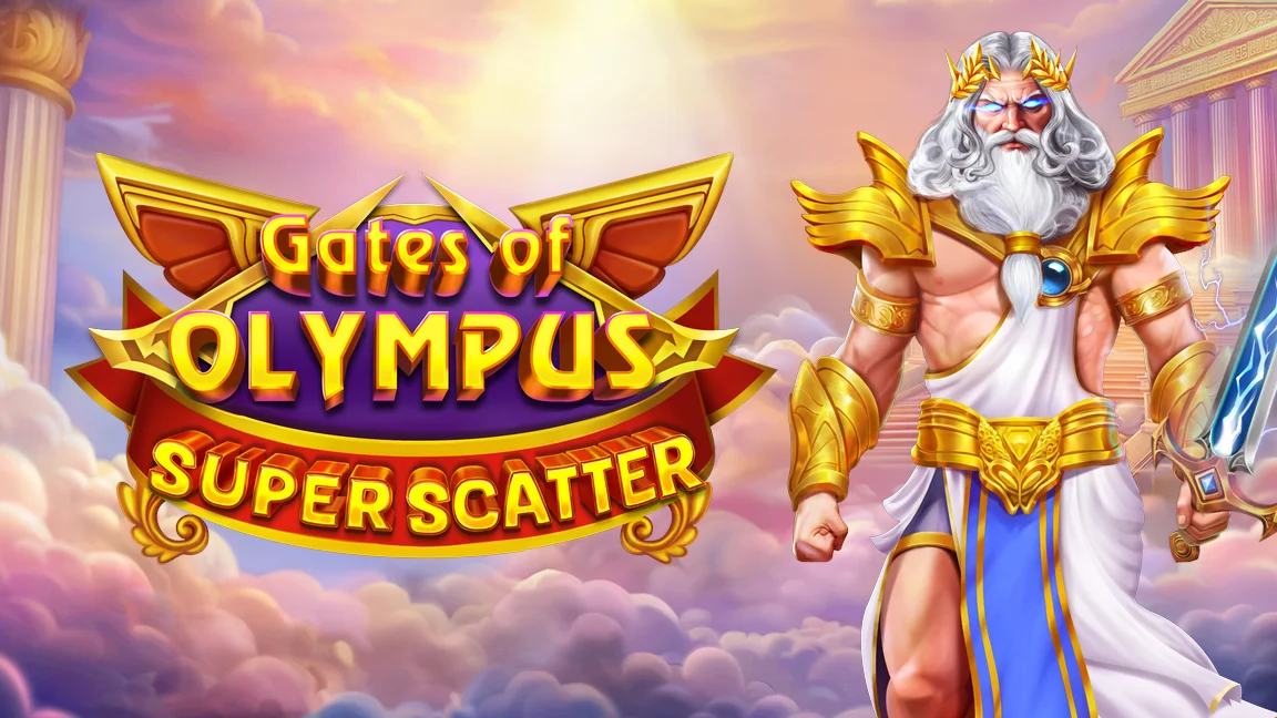 The promotional header for Gates of Olympus Super Scatter, an online slot game on Betty.ca.
