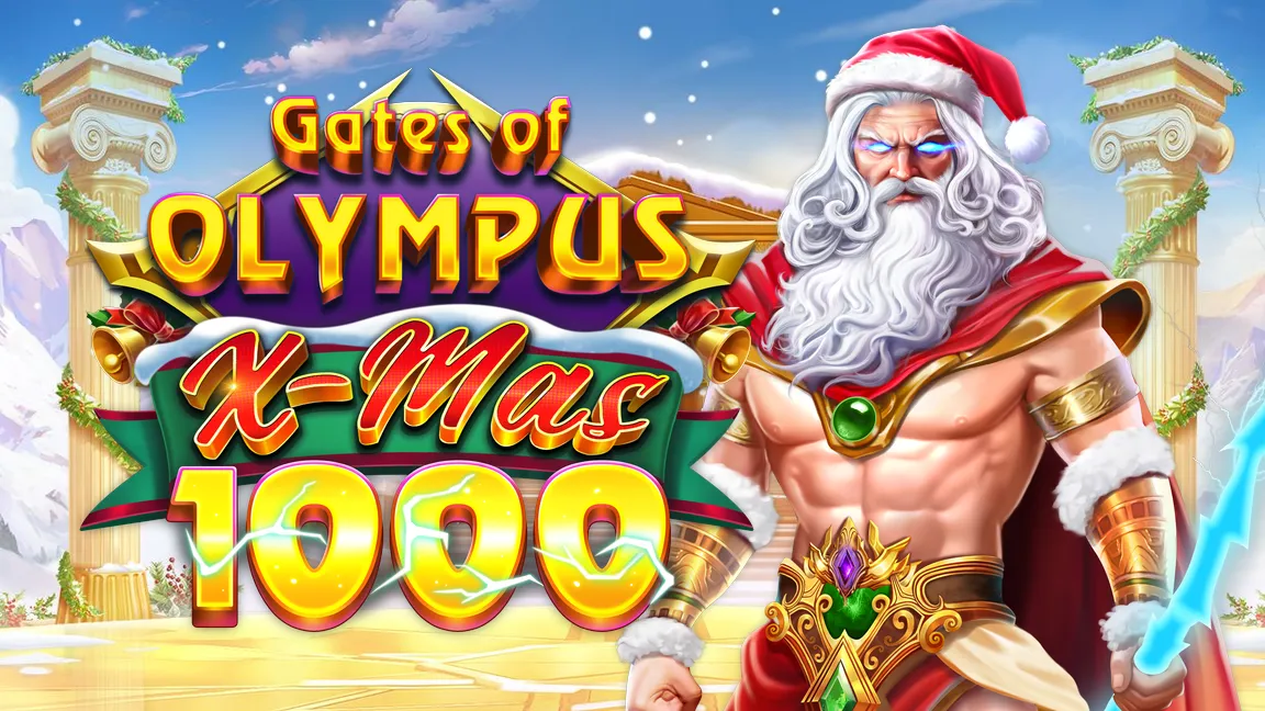 The promotional header for Gates of Olympus Xmas 1000, an online slot game on Betty.ca.
