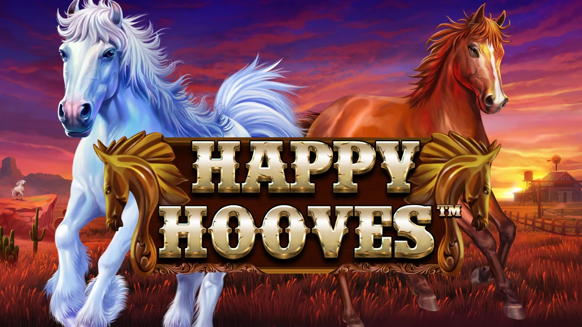 The promotional header for Happy Hooves, an online slot game on Betty.ca.