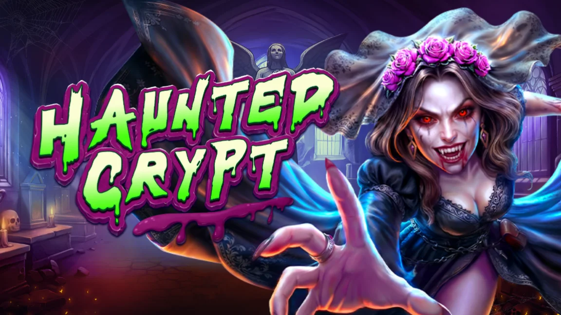 The promotional header for Haunted Crypt, an online slot game on Betty.ca.