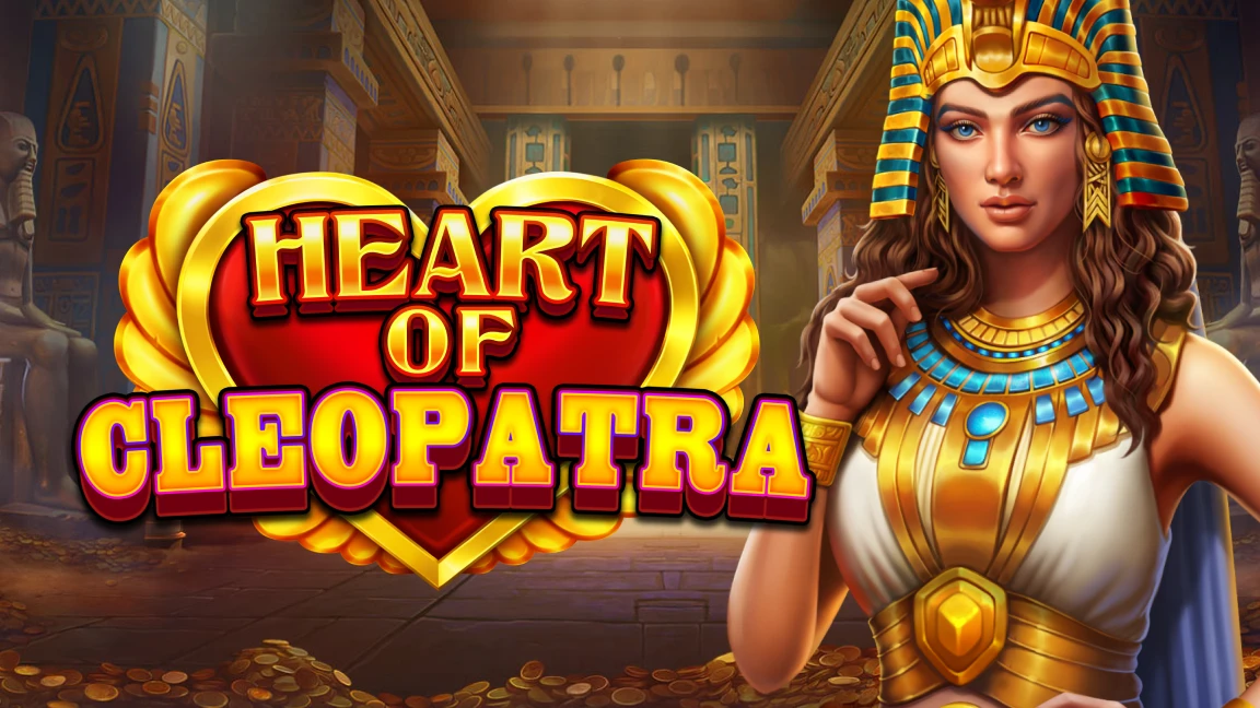 The promotional header for Heart of Cleopatra, an online slot game on Betty.ca.