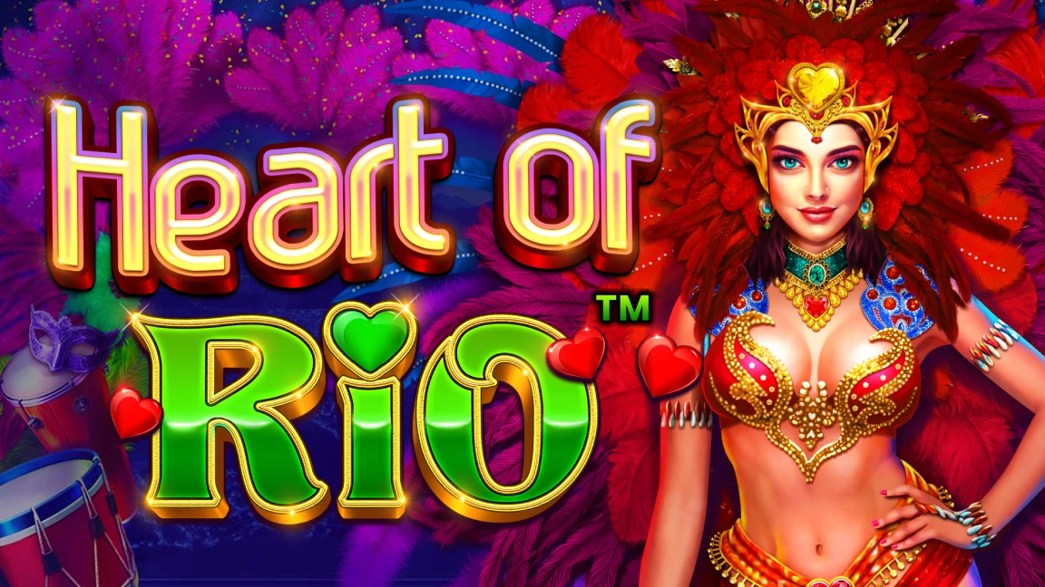 The promotional header for Heart of Rio, an online slot game on Betty.ca.