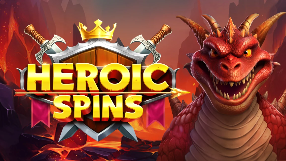 The promotional header for Heroic Spins, an online slot game on Betty.ca.