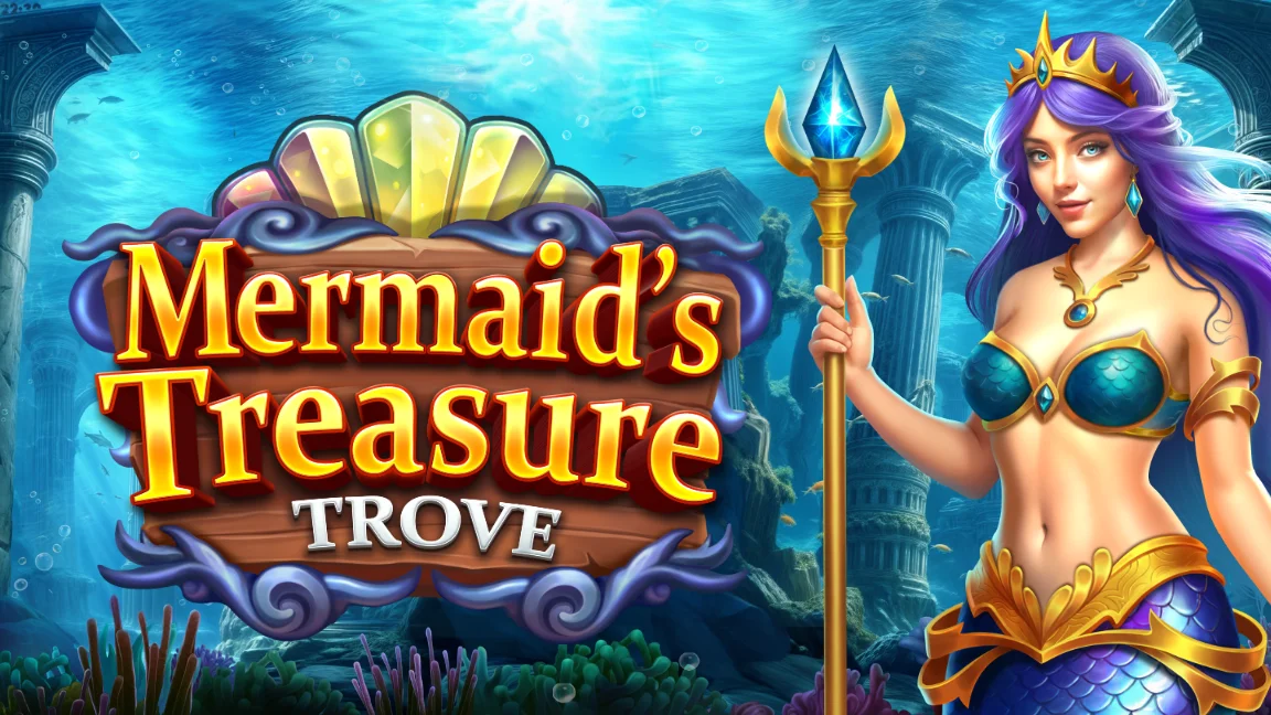 The promotional header for Mermaid’s Treasure Trove, an online slot game on Betty.ca.
