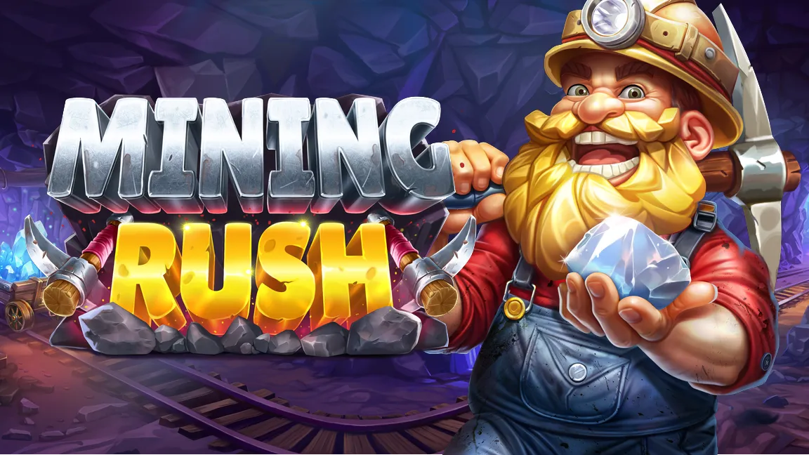 The promotional header for Mining Rush, an online slot game on Betty.ca.