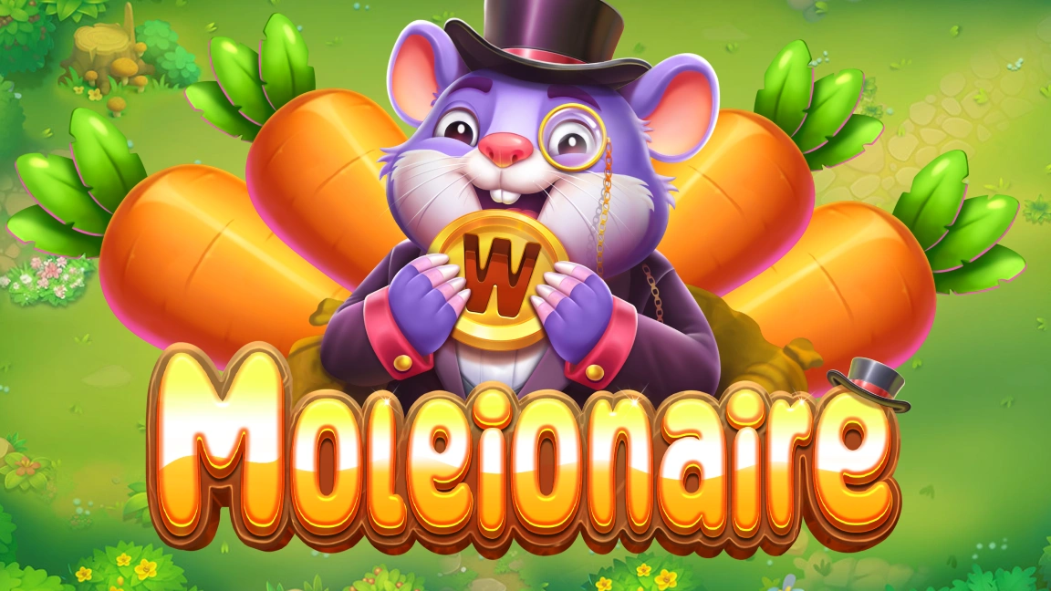 The promotional header for Moleionaire, an online slot game on Betty.ca.