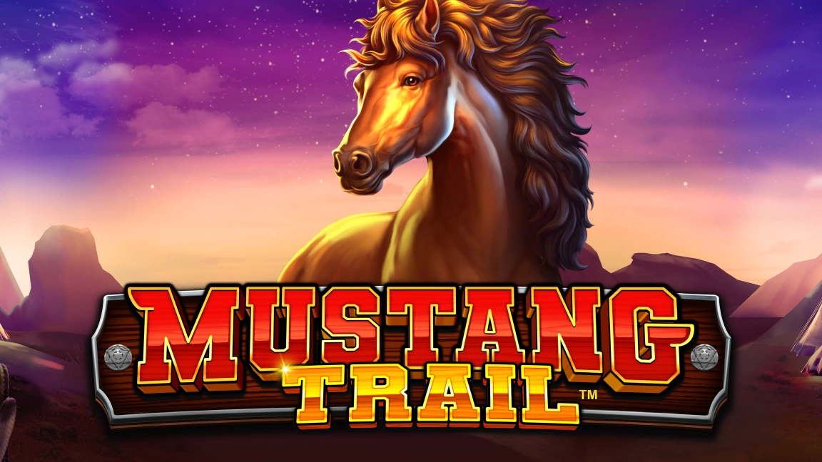 The promotional header for Mustang Trail™, an online slot game on Betty.ca.