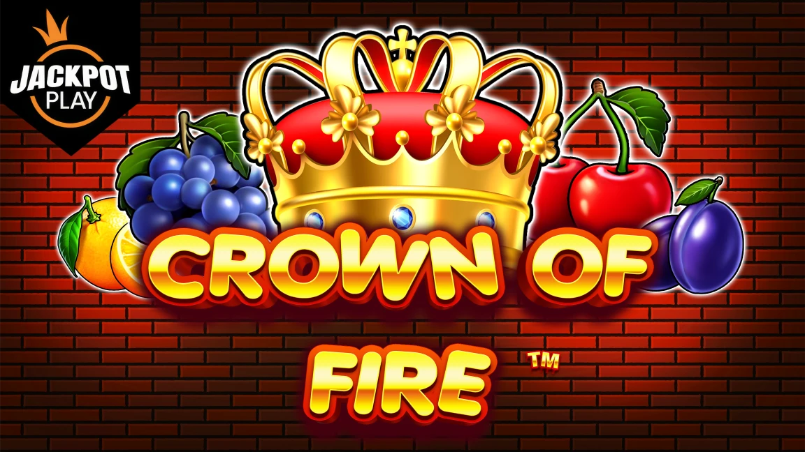 The promotional header for Crown of Fire Jackpot Play, an online slot game on Betty.ca.