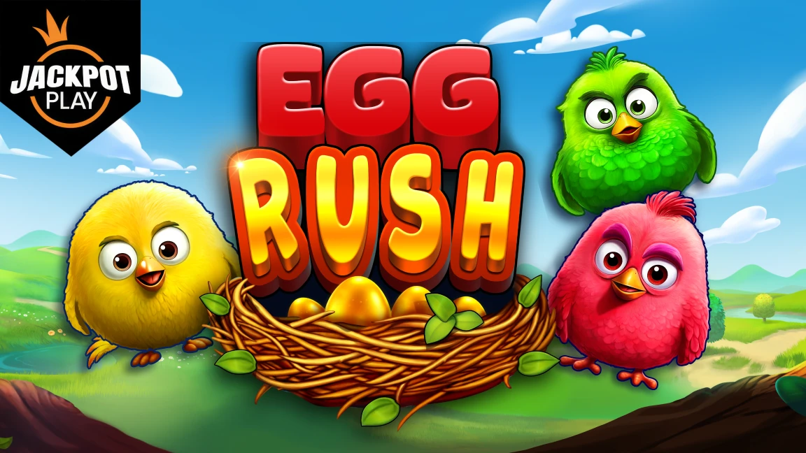The promotional header for Egg Rush Jackpot Play, an online slot game on Betty.ca.