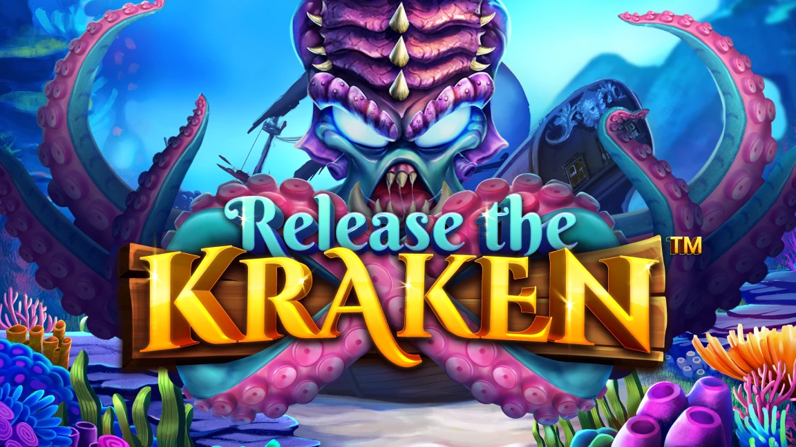 The promotional header for Release the Kraken, an online slot game on Betty.ca.