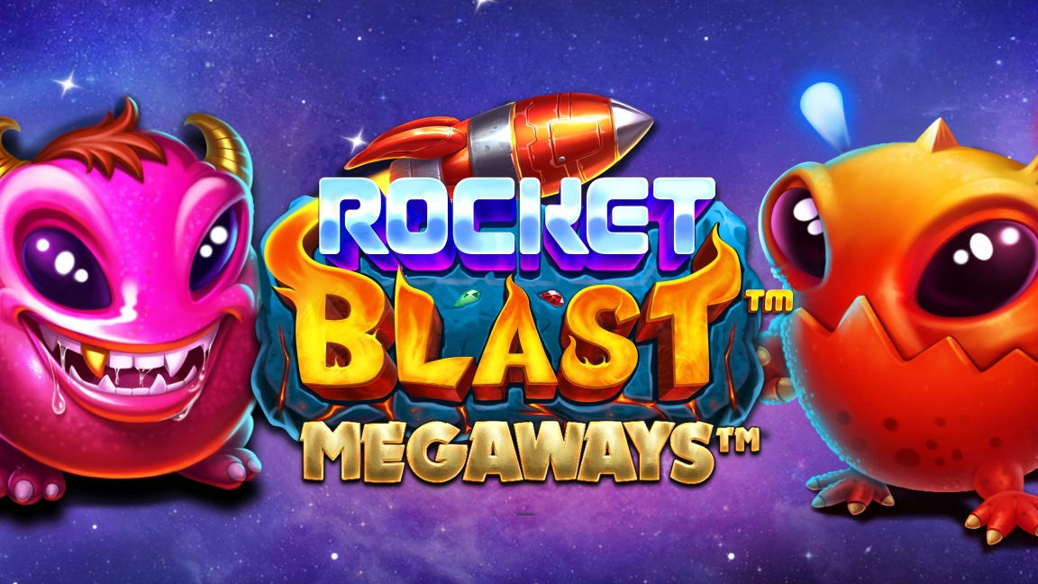 The promotional header for Rocket Blast Megaways, an online slot game on Betty.ca.