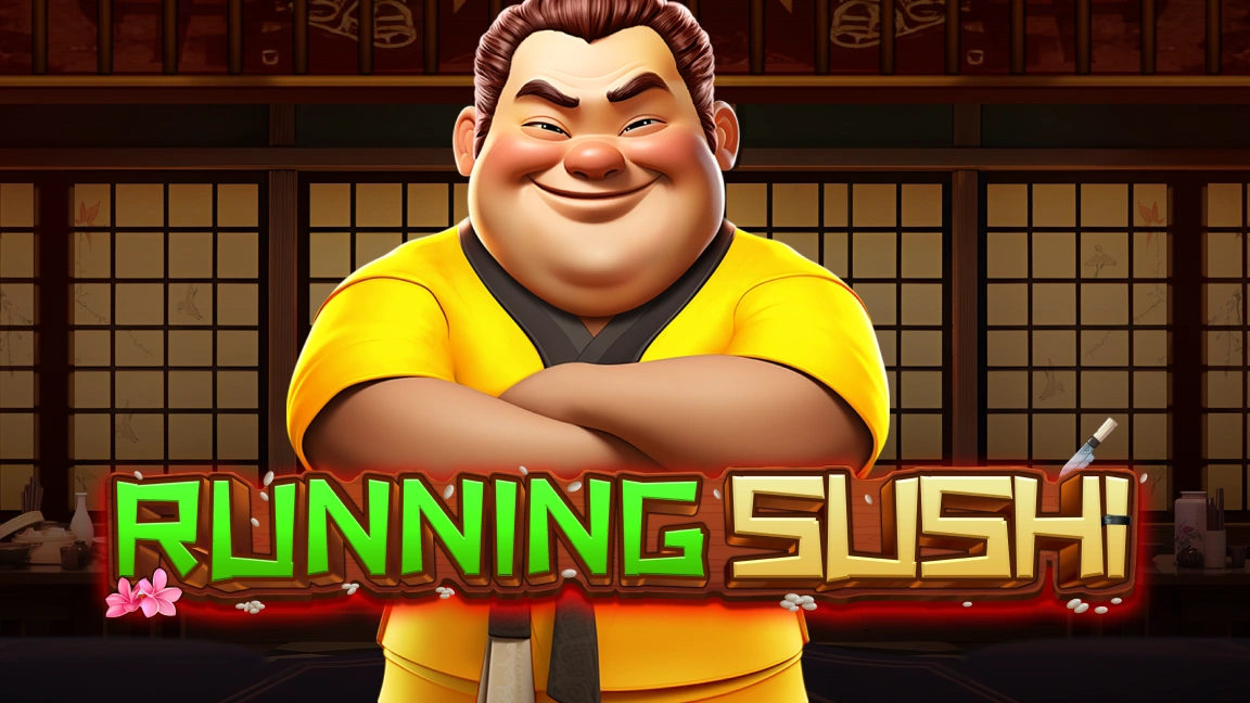 The promotional header for Running Sushi, an online slot game on Betty.ca.