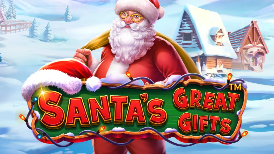 The promotional header for Santa's Great Gifts, an online slot game on Betty.ca.