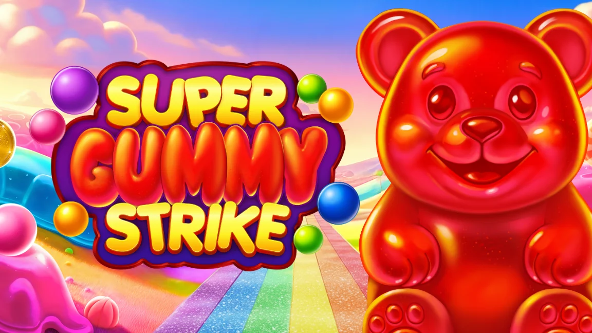 The promotional header for Super Gummy Strike, an online slot game on Betty.ca.