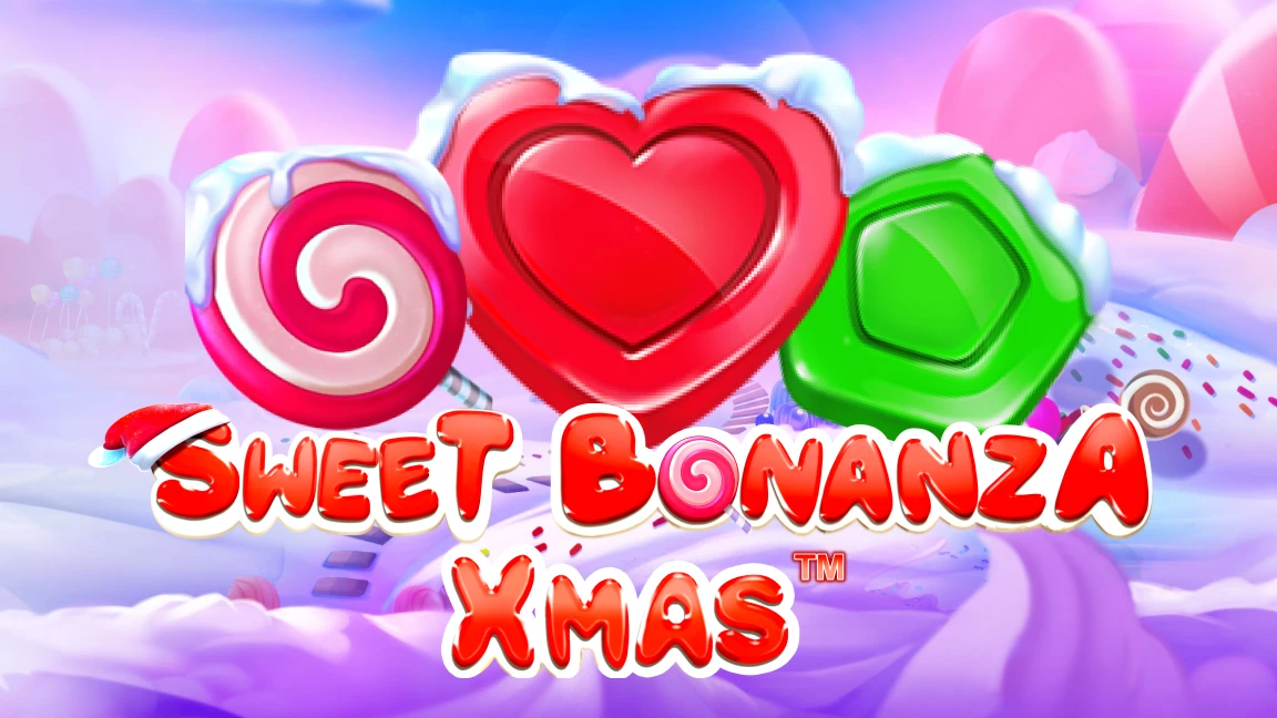 The promotional header for Sweet Bonanza Xmas, an online slot game on Betty.ca.